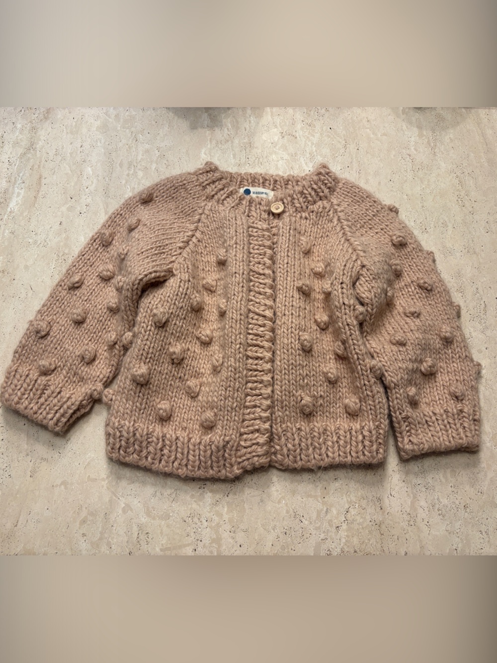 Girl's Pom-Pom Cardigan Sweater in Light Pink